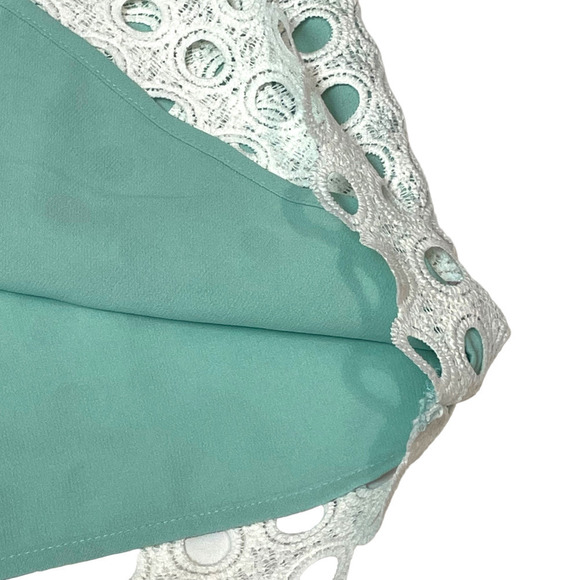 Esley Celeste Blue Sleeveless Eyelet Lace Sheath Dress Size Medium - Picture 6 of 8